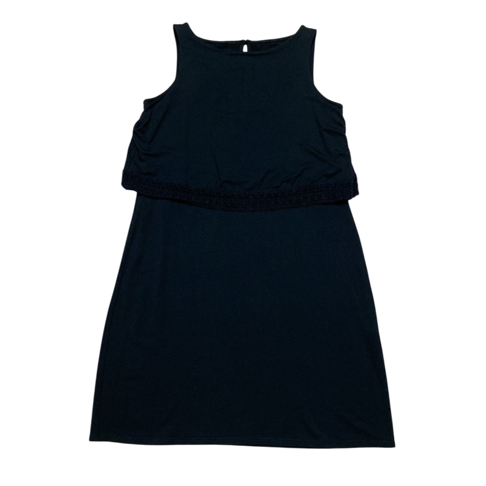 J Jill Sleeveless Dress Women’s S Petite Black Wearever Collection Crochet Mini